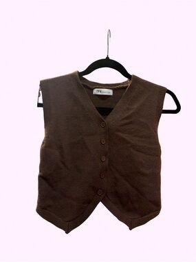 Women's Brown Button-Front Knit Vest